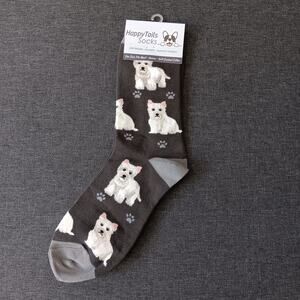 Happy Tails Westie Dog Crew Socks Pet Lovers One Size Fit Most NWT